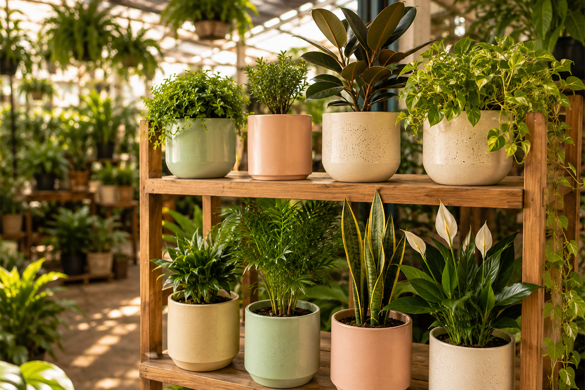 Nursery rows with planters